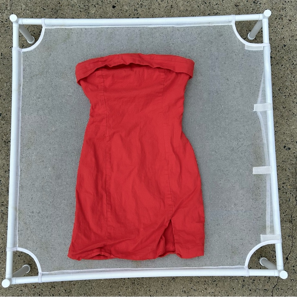 American Threads Devon Linen Mini Dress in Red